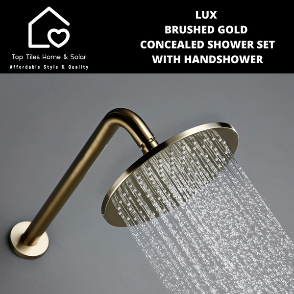 Lux Brushed Gold Concealed Shower Set - With Handshower