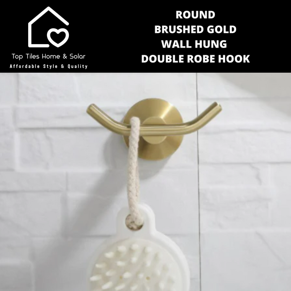 Round Brushed Gold Wall Hung Double Robe Hook