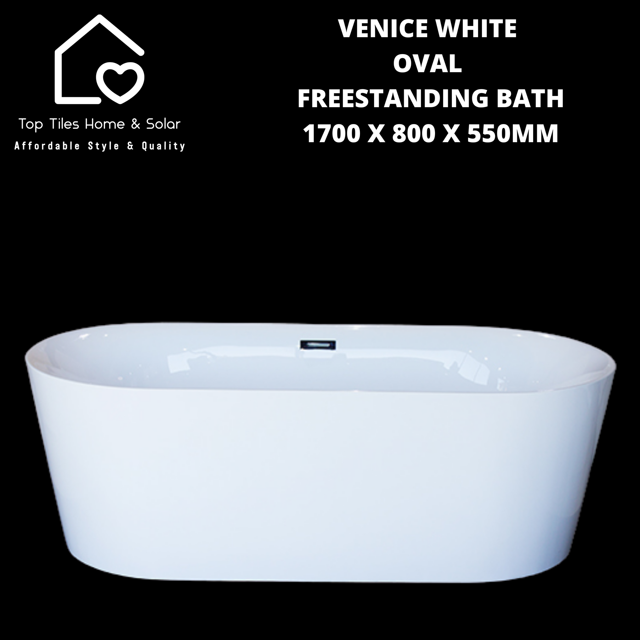 Venice White Oval Freestanding Bath - 1700 x 800 x 550mm