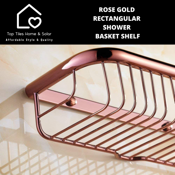 Rose Gold Rectangular Shower Basket Shelf