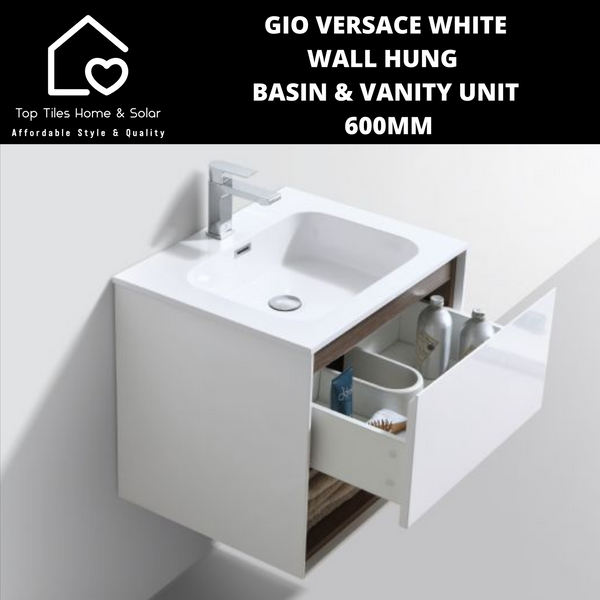 Gio Versace White Wall Hung Basin & Vanity Unit -  600mm