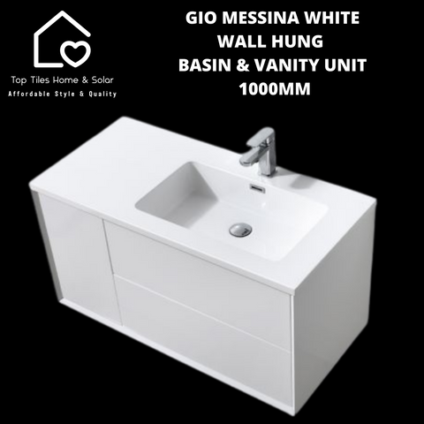 Gio Messina White Wall Hung Basin & Vanity Unit -  1000mm