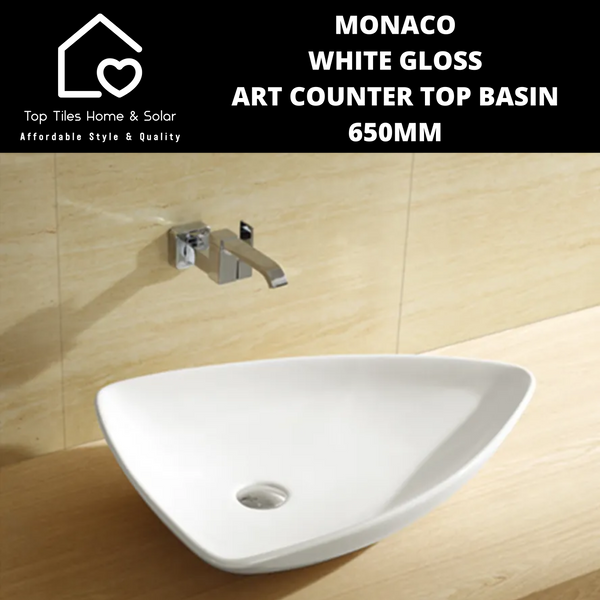 Monaco White Gloss Art Counter Top Basin - 650mm