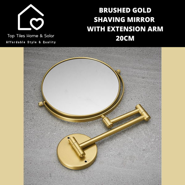 Brushed Gold Shaving Mirror with Extension Arm - 20cm