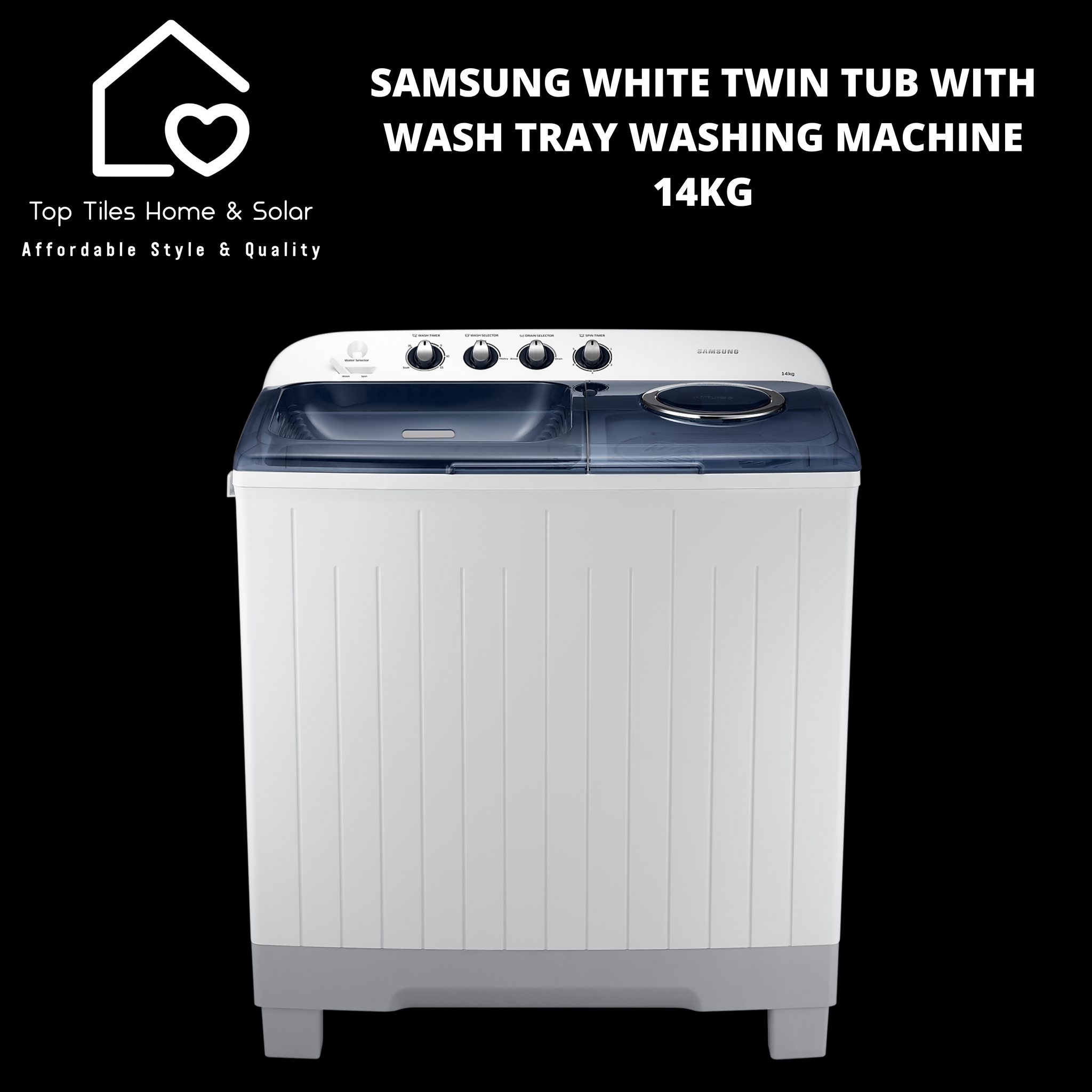 Samsung White Twin Tub With Wash Tray Washing Machine - 14kg