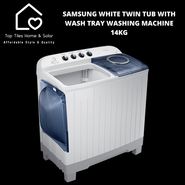 Samsung White Twin Tub With Wash Tray Washing Machine - 14kg