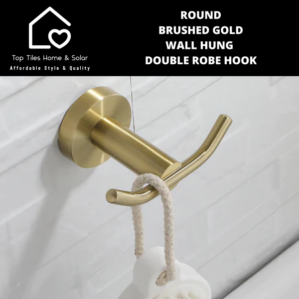 Round Brushed Gold Wall Hung Double Robe Hook