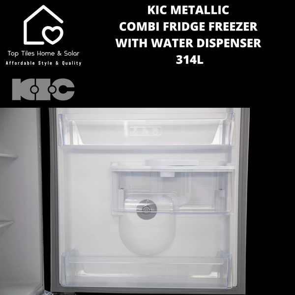 KIC Metallic Combi Fridge Freezer with Water Dispenser - 314L