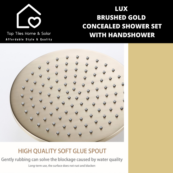 Lux Brushed Gold Concealed Shower Set - With Handshower