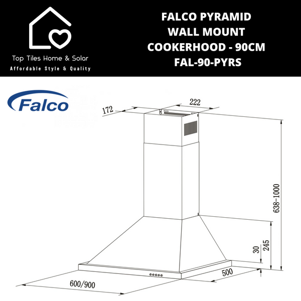 Falco Pyramid Wall Mount Cookerhood - 90cm FAL-90-PYRS