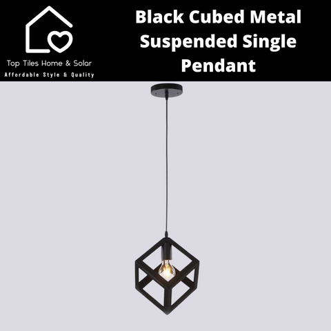 Black Cubed Metal Suspended Single Pendant