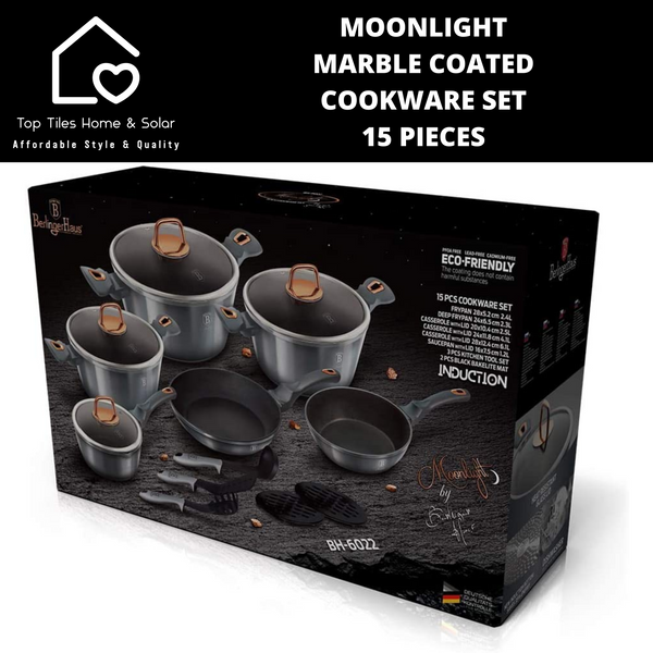 Moonlight Marble Coated Cookware Set - 15 Pieces