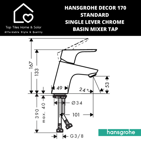 Hansgrohe Decor 70 Standard Single Lever Chrome Basin Mixer Tap