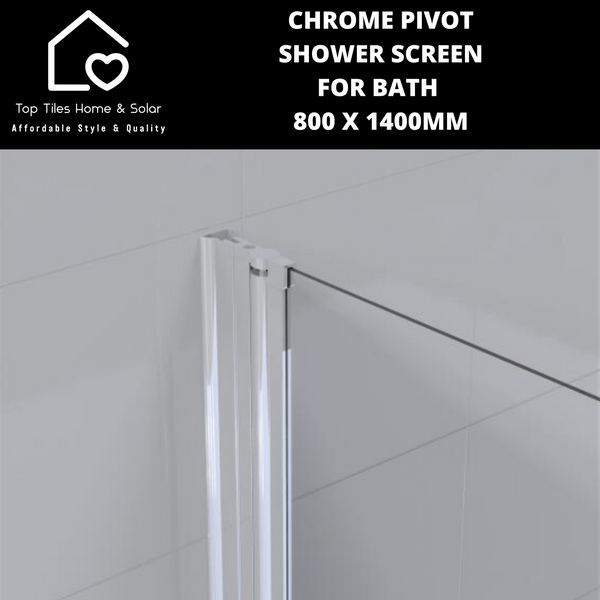 Chrome Pivot Shower Screen For Bath - 800 x 1400mm