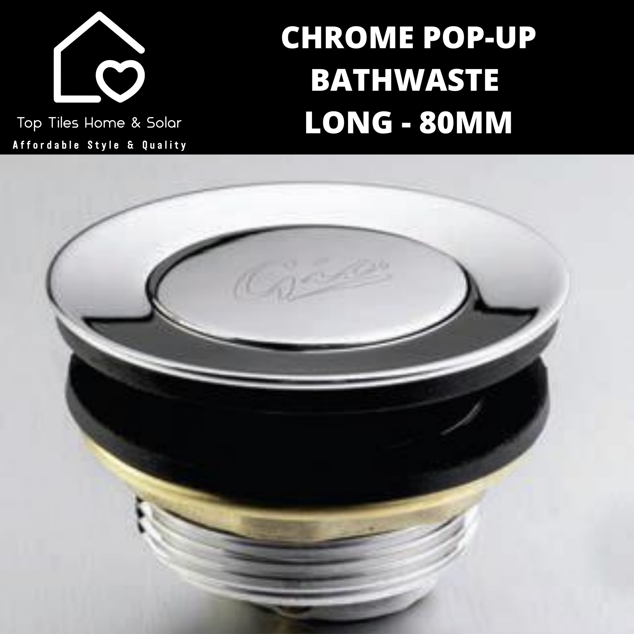 Chrome Pop-Up Bath Waste Long - 80mm