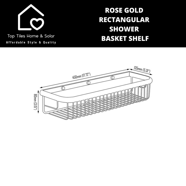 Rose Gold Rectangular Shower Basket Shelf