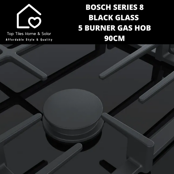 Bosch Series 8 - Black Glass 5 Burner Gas Hob - 90cm