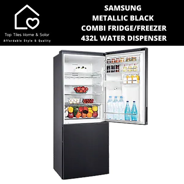 Samsung Metallic Black Combi Fridge Freezer - 432L Water Dispenser