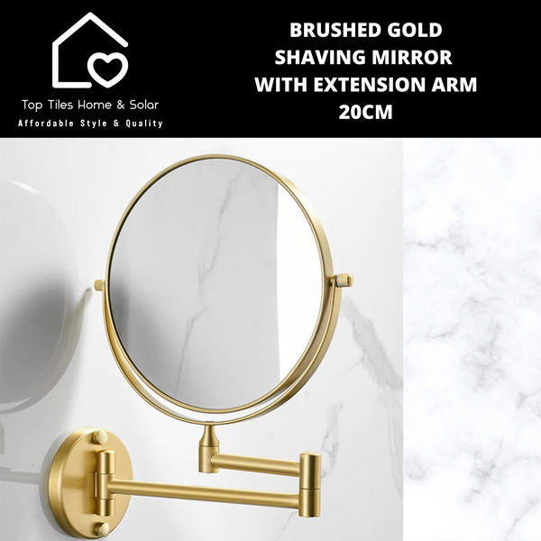 Brushed Gold Shaving Mirror with Extension Arm - 20cm