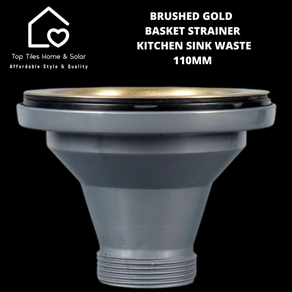 Brushed Gold Basket Strainer Kitchen Sink Waste - 110mm