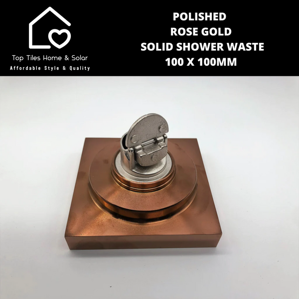 Polished Rose Gold Solid Shower Waste - 100 x 100mm