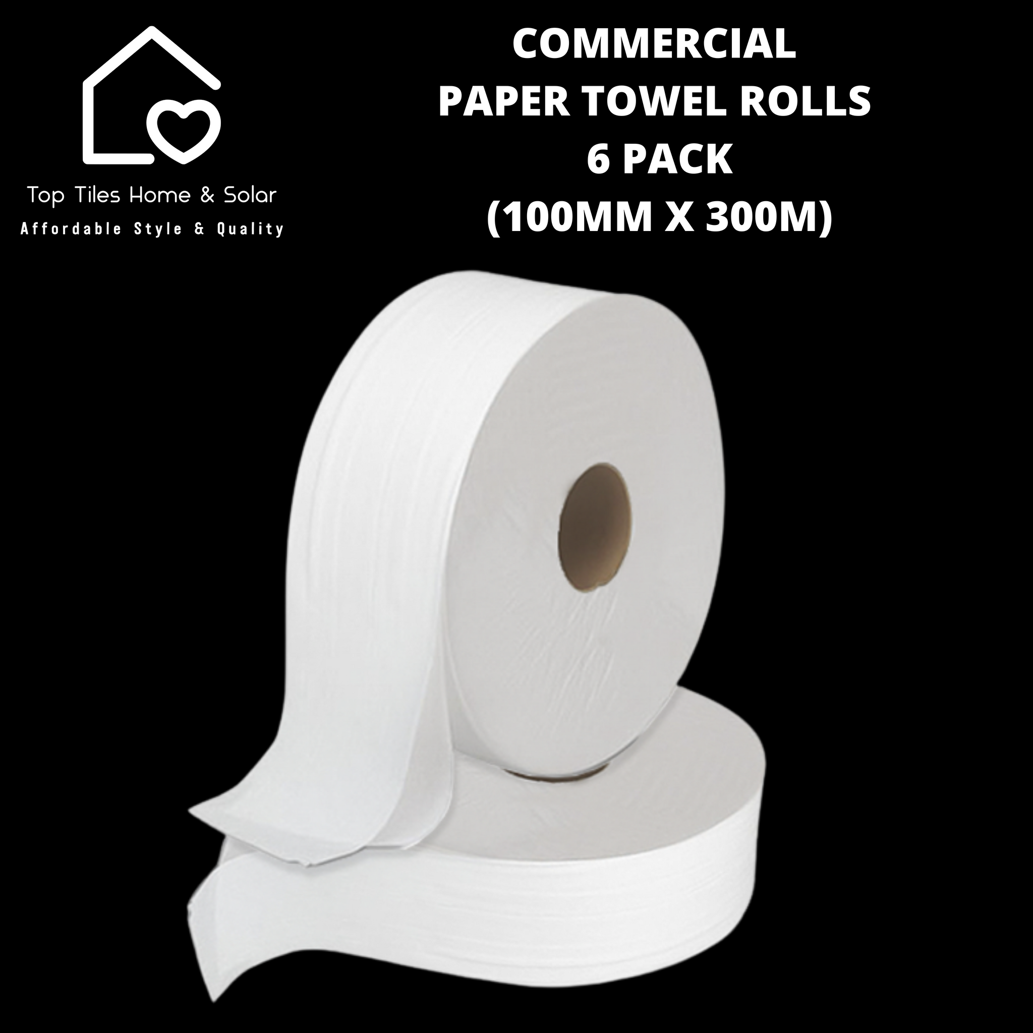 Commercial Paper Towel Rolls 6 Pack - (100mm x 300m)