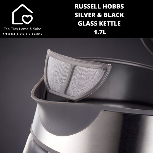 Russell Hobbs Silver & Black Illuminating Glass Kettle - 1.7L