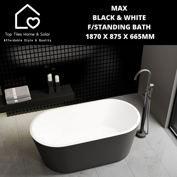 Max Black & White F/Standing Bath 1870 x 875 x 665mm