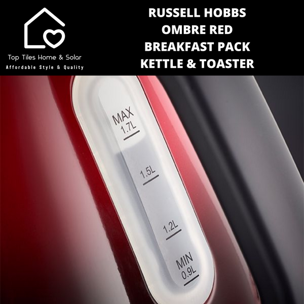 Russell Hobbs Ombre Red Breakfast Pack - Kettle & Toaster