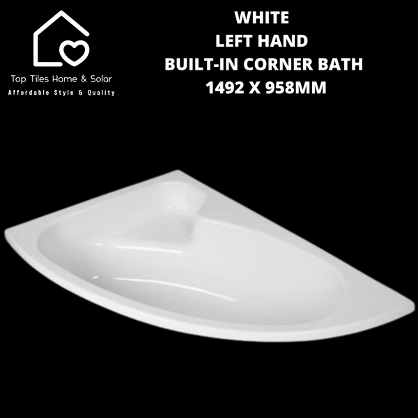 White Left Hand Built-In Corner Bath 1492 x 958mm