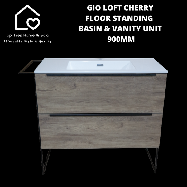 Gio Loft Cherry Floor Standing Basin & Vanity Unit -  900mm