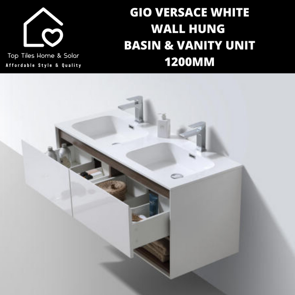 Gio Versace White Wall Hung Basin & Vanity Unit - 1200mm