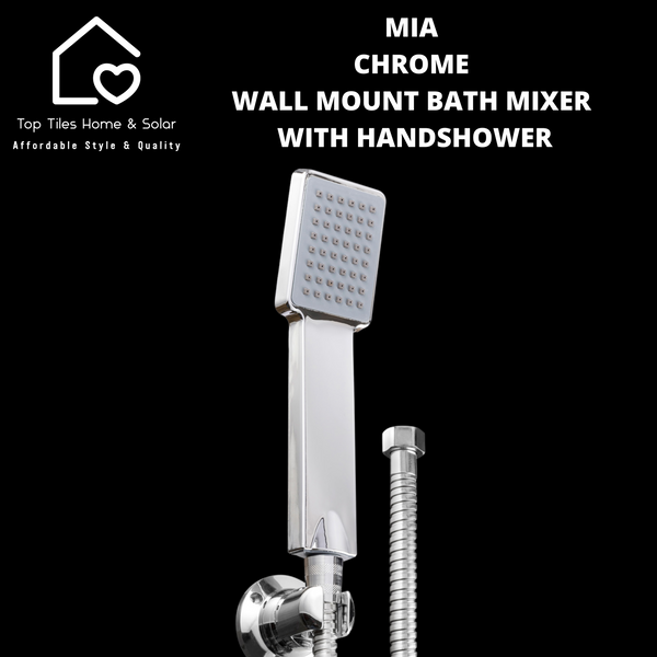 Mia Chrome Wall Mount Bath Mixer With Handshower