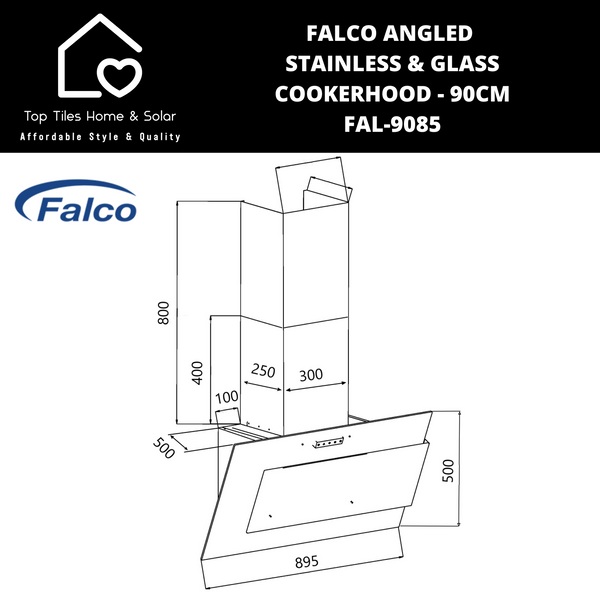 Falco Angled Stainless & Glass Cookerhood - 90cm FAL-9085