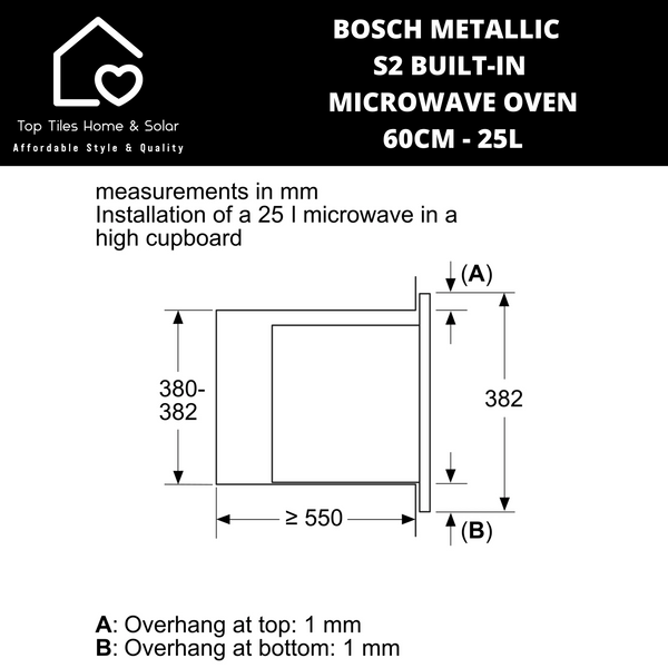 Bosch Serie 2 - Metallic Built-in Microwave - 60cm - 25L