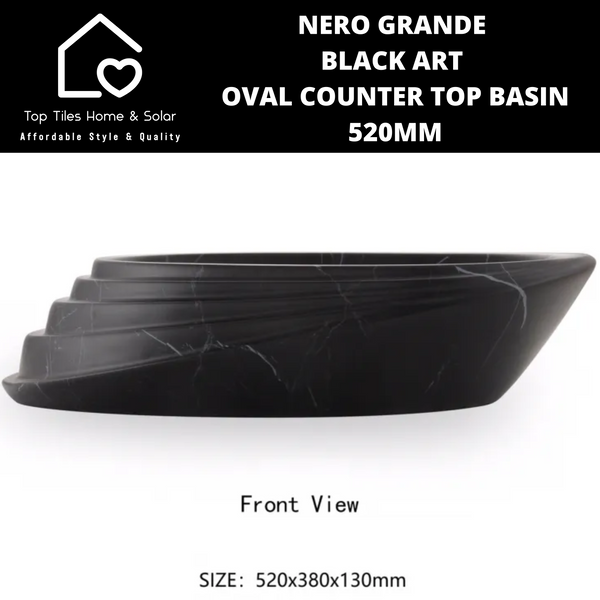 Nero Grande Black Art Oval Counter Top Basin - 520mm