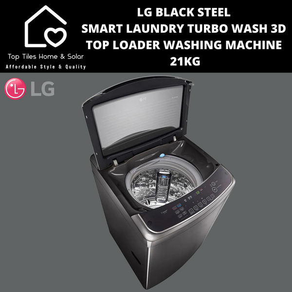 LG Black Steel Smart Laundry Turbo Wash 3D Top Loader Washing Machine - 21kg