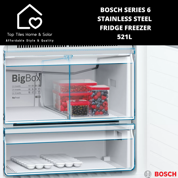 Bosch Series 6 - Stainless Steel Fridge Freezer - 521L