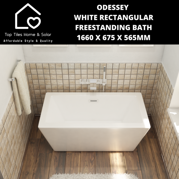 Odessey White Rectangular Freestanding Bath - 1660 x 675 x 565mm