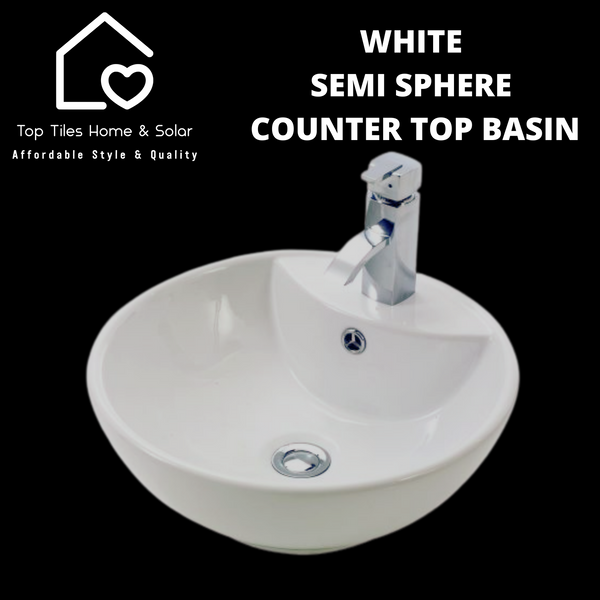 White Semi Sphere Counter Top Basin - 455mm