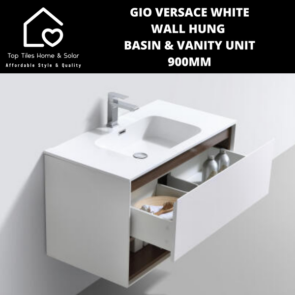 Gio Versace White Wall Hung Basin & Vanity Unit -  900mm