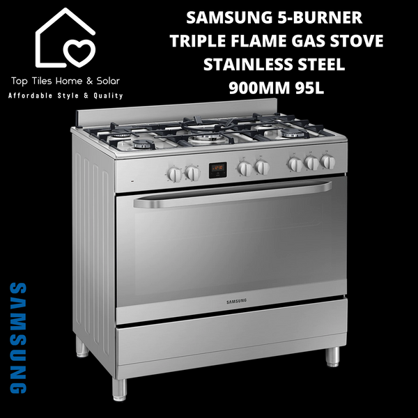 Samsung 5-Burner Triple Flame Gas Stove Stainless Steel - 900mm 95L