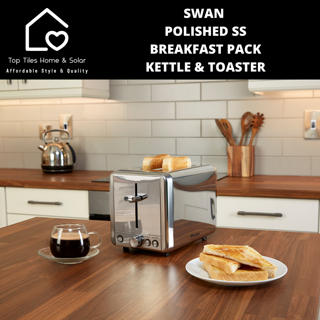 Packs: Nordic Polished Stainless Steel Cordless Kettle & 2 Slice Toaster -  Swan