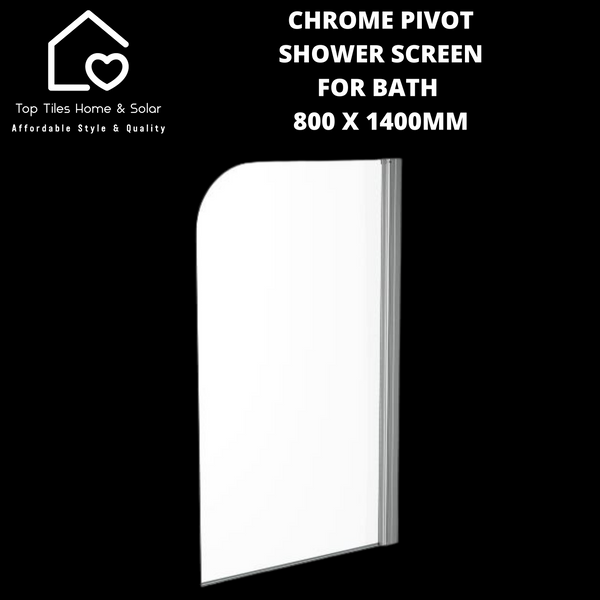 Chrome Pivot Shower Screen For Bath - 800 x 1400mm