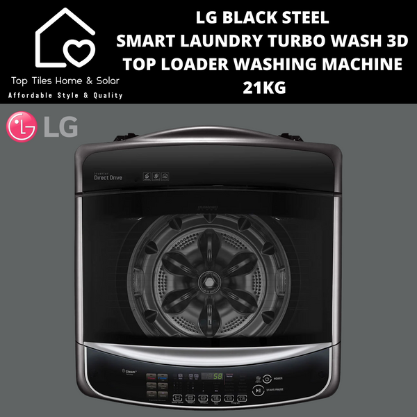 LG Black Steel Smart Laundry Turbo Wash 3D Top Loader Washing Machine - 21kg