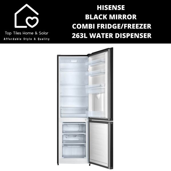 Hisense Black Mirror Combi Fridge/Freezer - 263L Water Dispenser