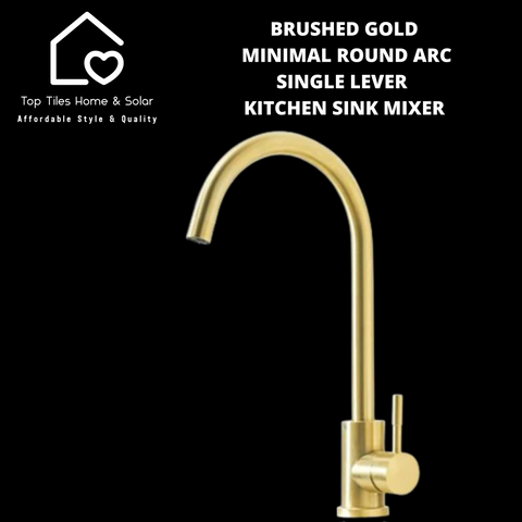 Brushed Gold Minimal Round Arc Single Lever Kitchen Sink Mixer