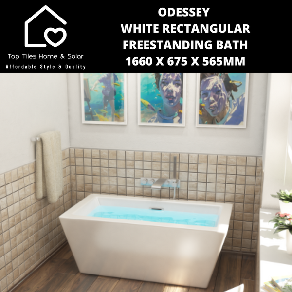 Odessey White Rectangular Freestanding Bath - 1660 x 675 x 565mm