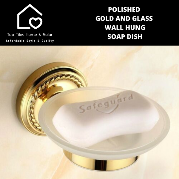 Polished Gold And Glass Wall Hung Soap Dish