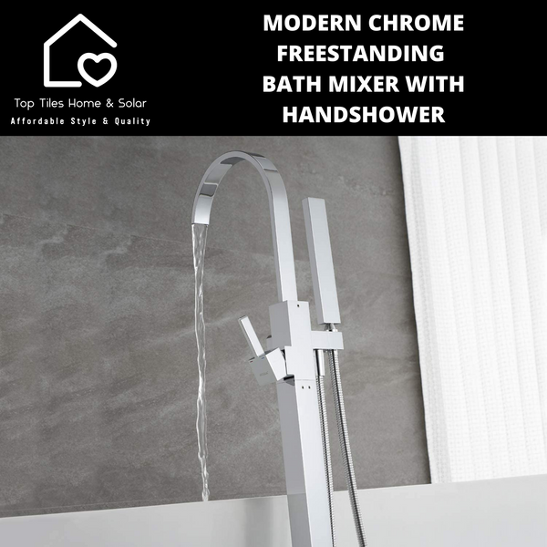 Modern Chrome Freestanding Bath Mixer With Handshower